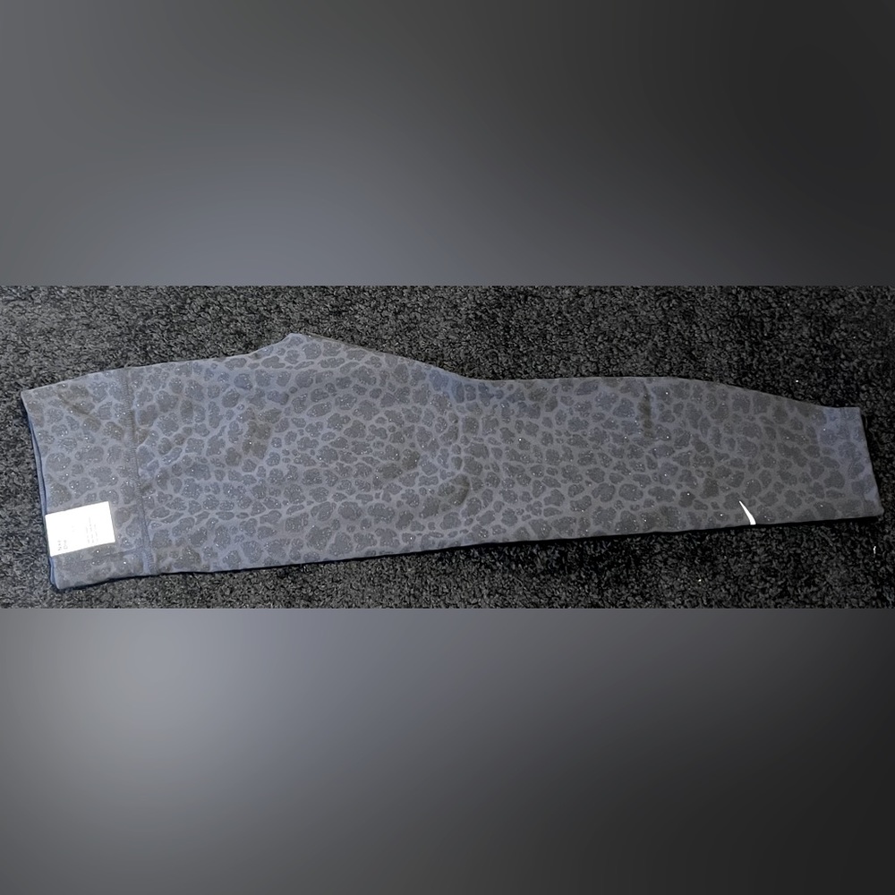 Nike One Black Glitter Leopard Print Mid Rise Leggings